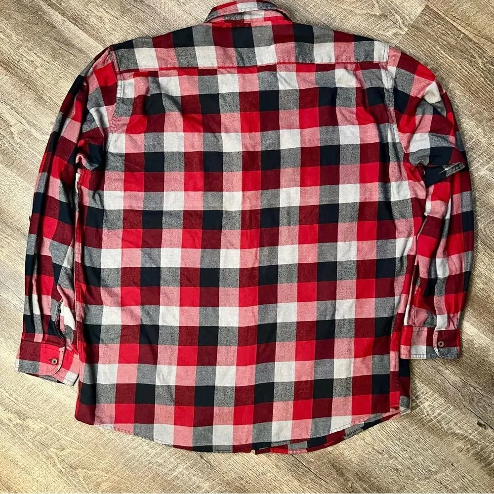 Wrangler Blue Ridge 2XT Buffalo Plaid Flannel Shirt Red Black Tall Men’s